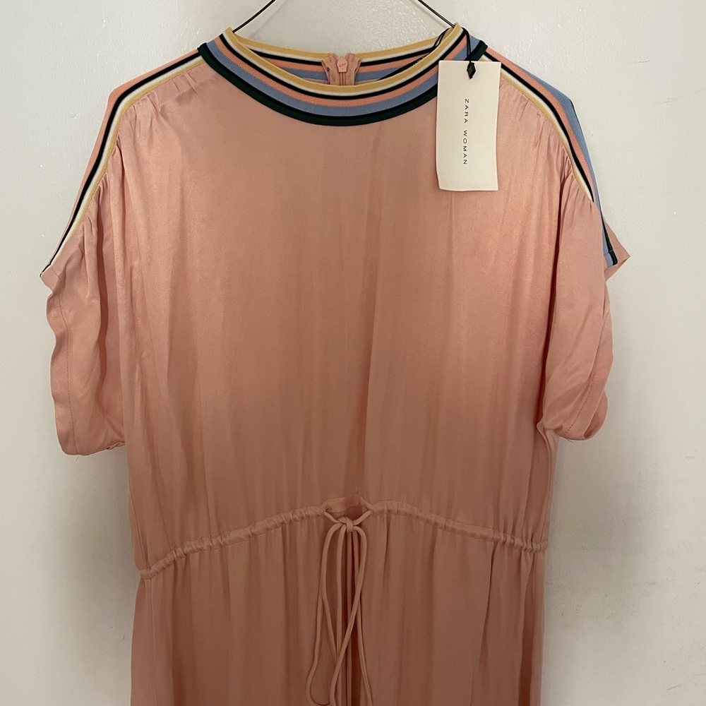 NWT Zara Pink Satin Midi Dress